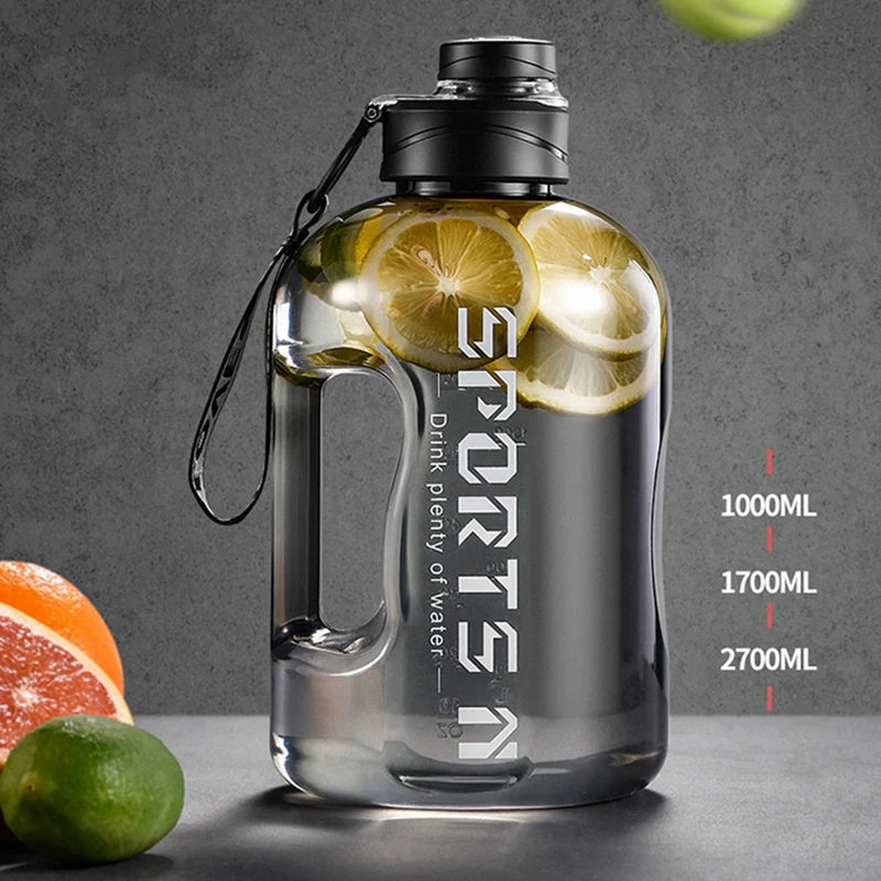 Garrafa de água para esportes ginásio ciclismo portátil grande capacidade 1.7L / 2.7L garrafa de água para fitness acampamento masculino chaleira de água