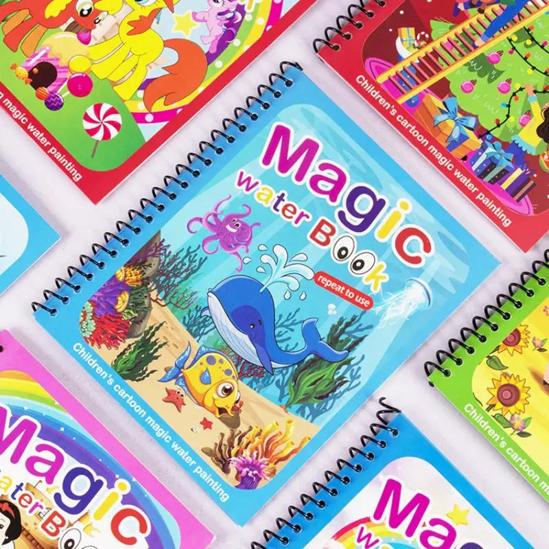 Livro Infantil de colorir reutilizável de pintura a água sensorial Educacional para conhecimento de crianças