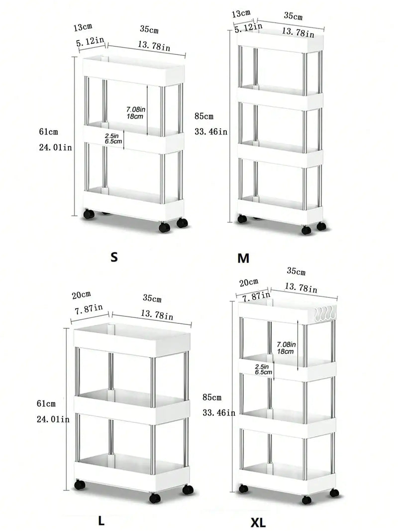 Utilitário de prateleira 3/4 camada com rolamento no carrinho prateleira de armazenamento móvel lacuna rack de armazenamento cozinha banheiro fino slide organizador prateleira sala de estar