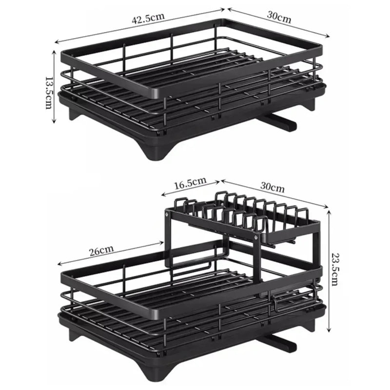 Secadora Rack de Cozinha ajustável aço inoxidável 2 camadas placas organizador prato tigela escorredor rack armazenamento utensílios cozinha