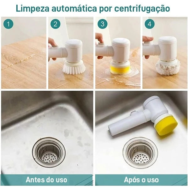 Escova Elétrica de Limpeza 5 em 1 Sem Fio Limpador Multiuso e Prático Com Mais Um Acessório